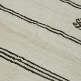 Hand-Knotted Turkish Unique 1970s 194 cm x 380 cm Beige Hemp Kilim Carpet