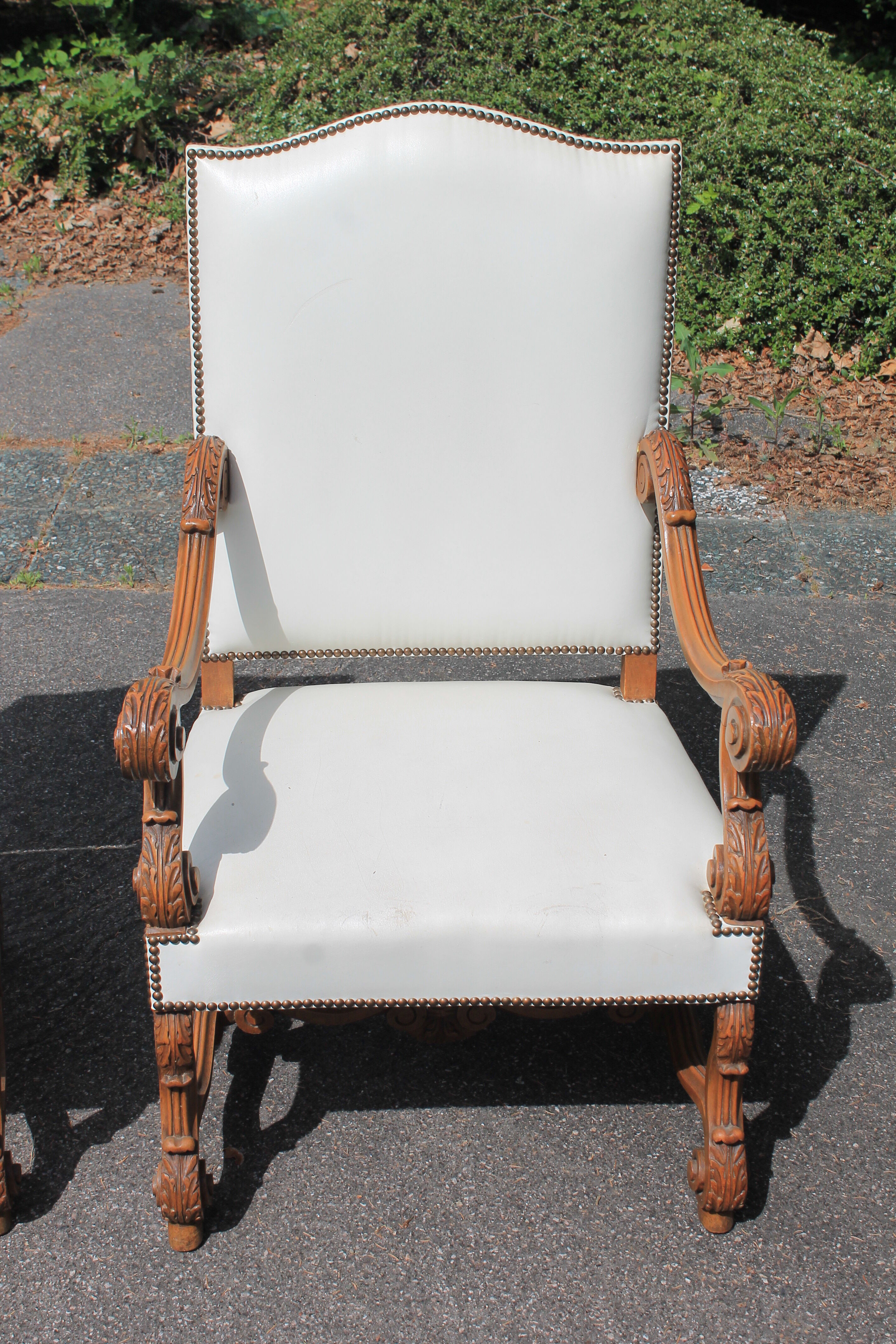 Pair of white skai armchairs