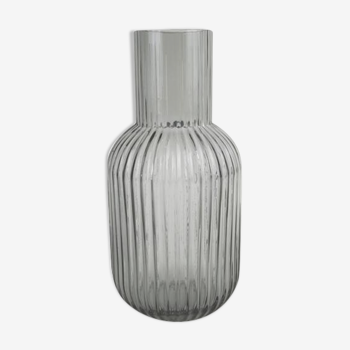Grey striated glass vase 21cm