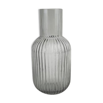 Grey striated glass vase 21cm