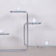 unusual bauhaus style chrome étagère, flower stand, glass, czechia, 1930s
