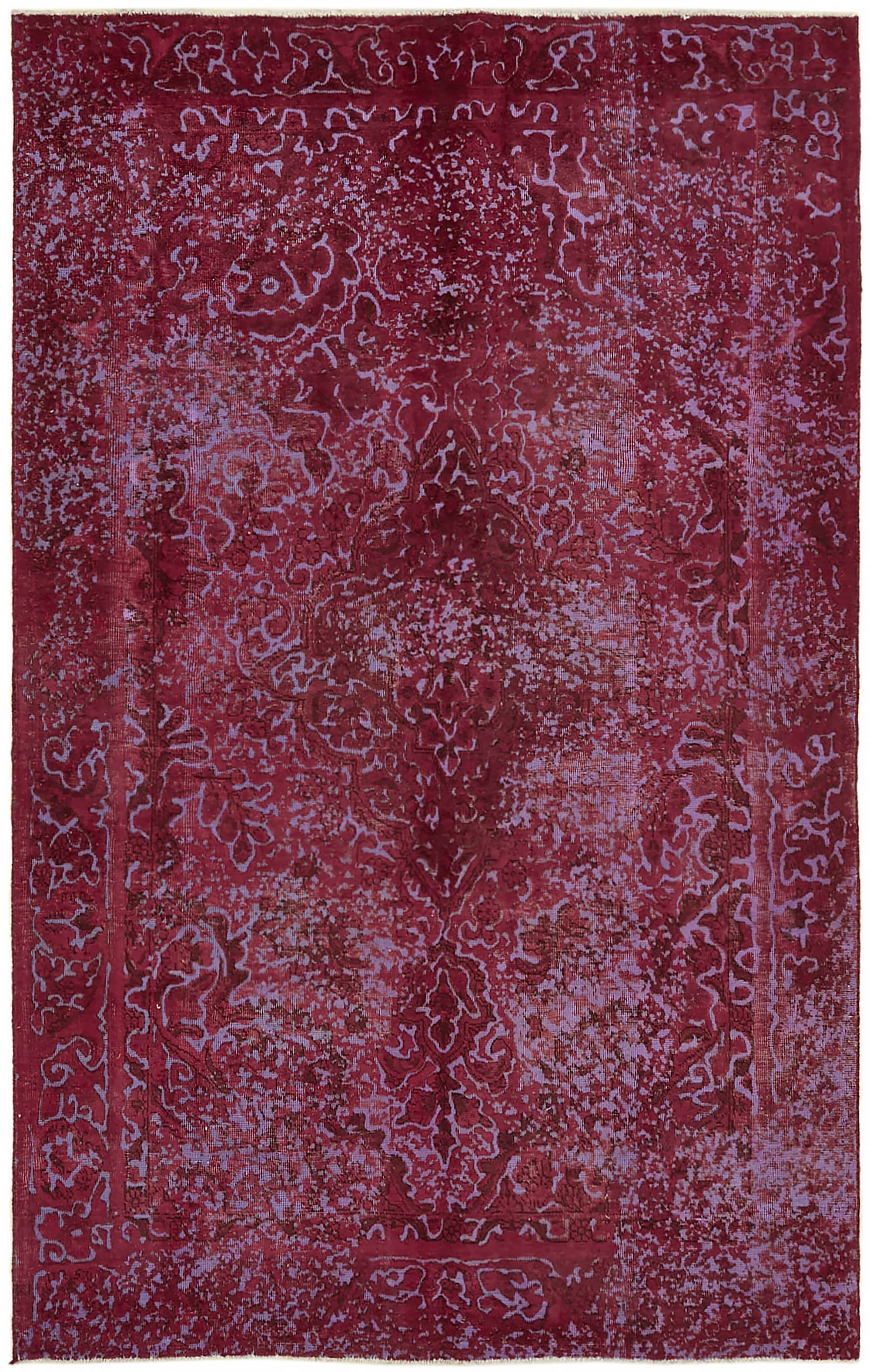 Hand-knotted anatolian one of a kind 1970s 185 cm x 287 cm red wool carpet