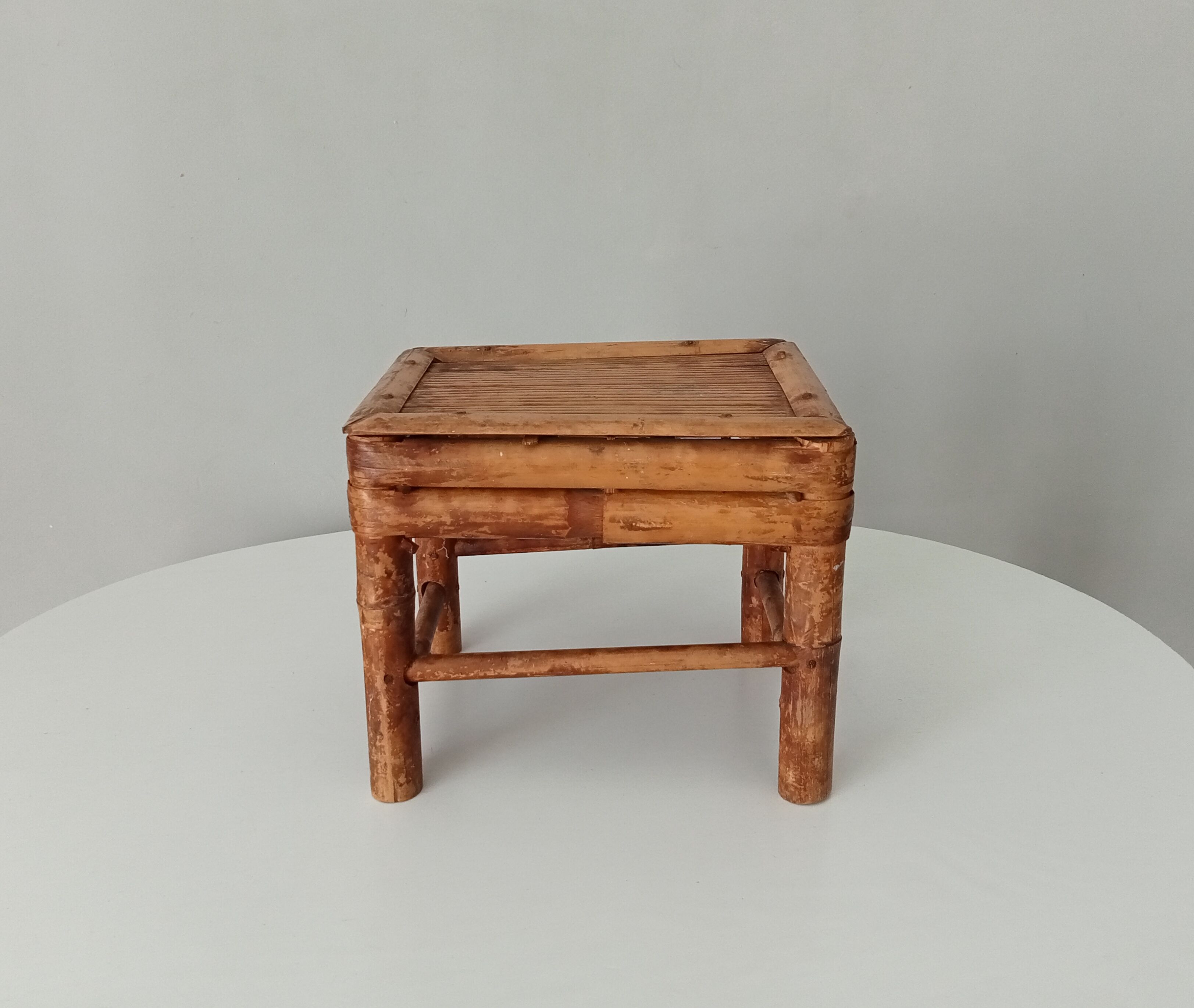 Antique burnt bamboo stool