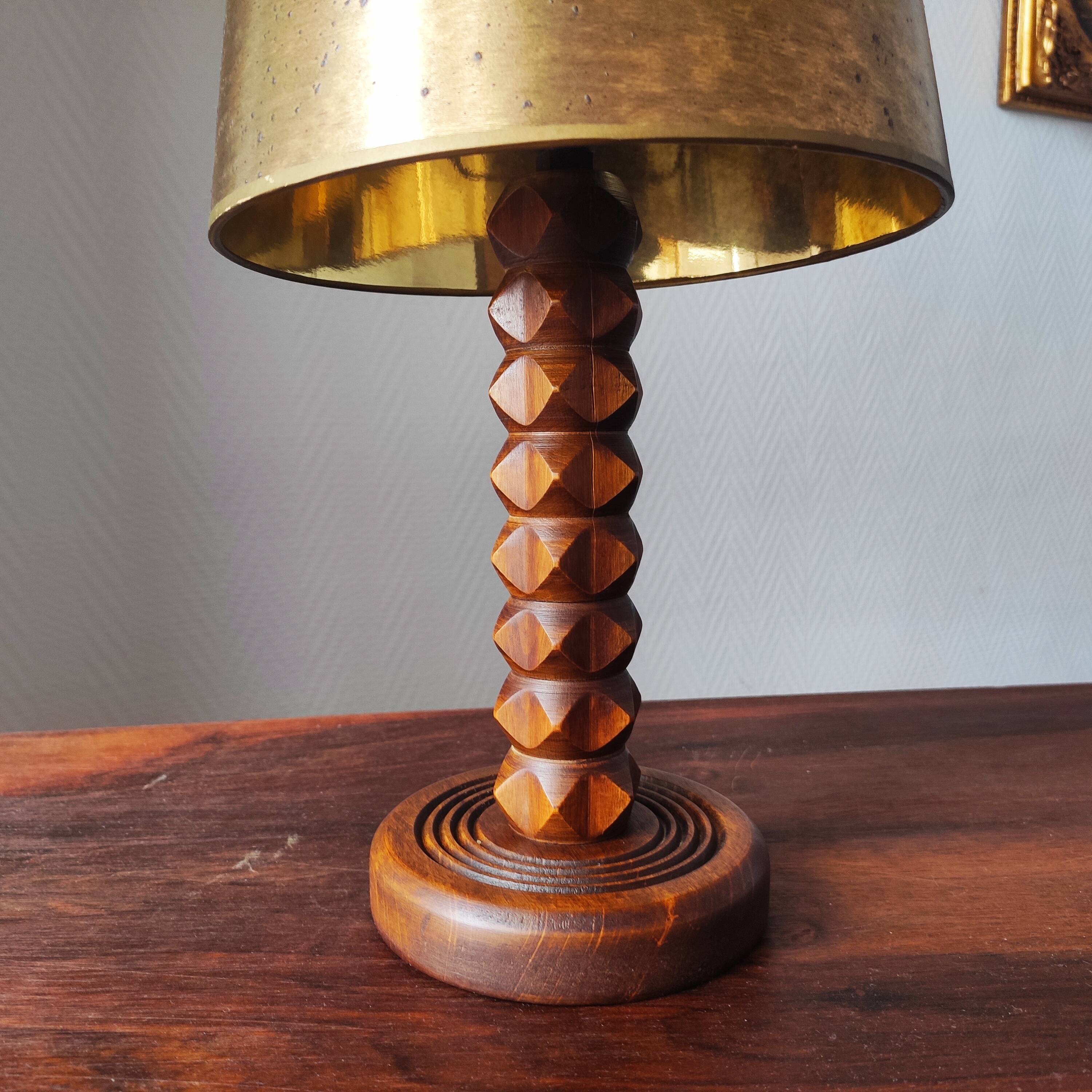 Vintage wooden lamp 1950/60 brutalist design