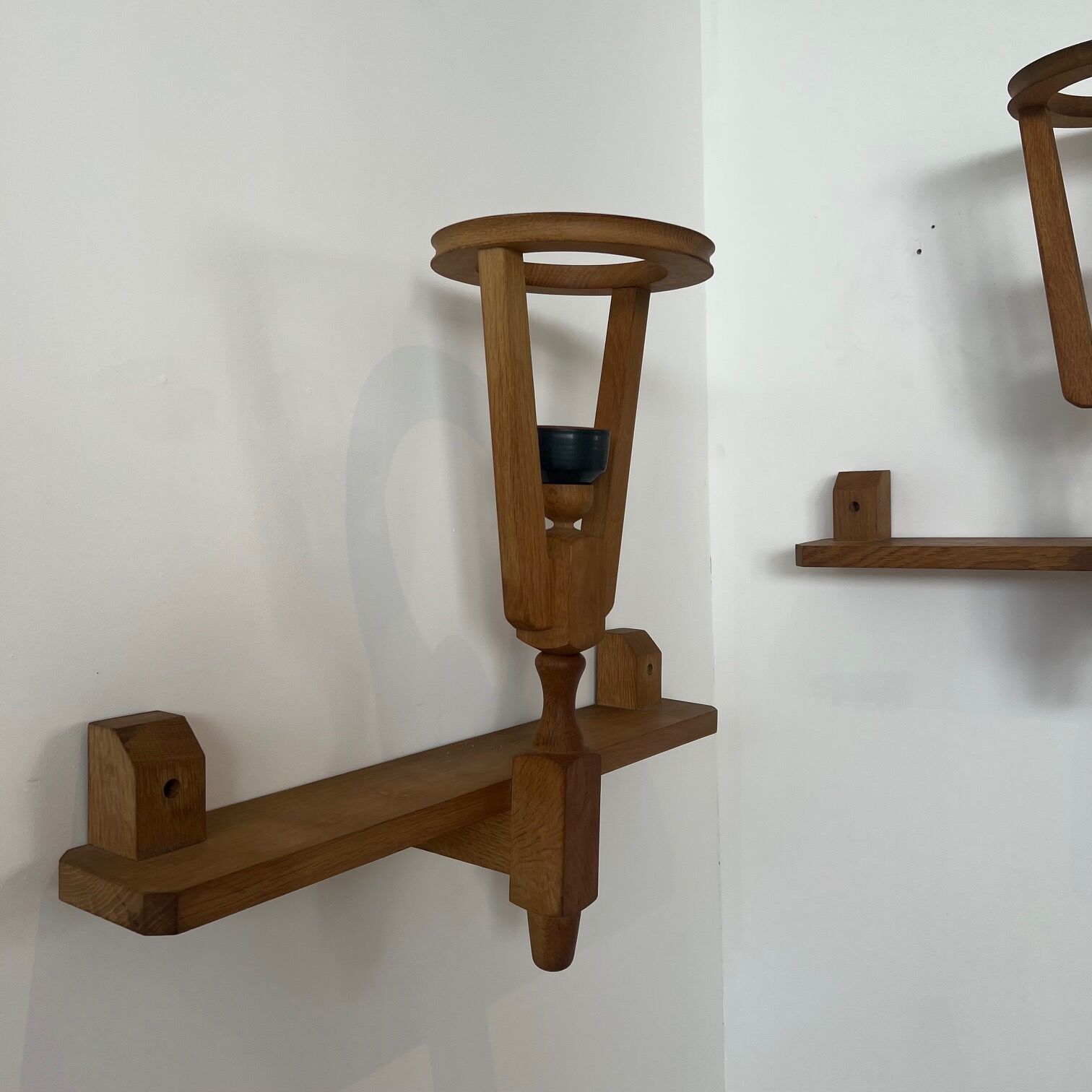 Guillerme et Chambron French Mid-Century Shelf Wall Lights