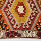 6x9 Colorful Handmade Geometric Kilim Rug, 182x283Cm