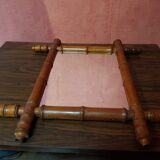 Old bamboo style wooden mirror vintage decoration