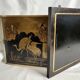 Japan, triptych mirror with brass wood and animated decor, early 20th century