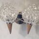 Applique murale double style scandinave - Verre moulé et teck - 1960