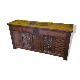 Oak chest with Gothic panels, France, 16th century