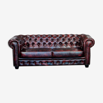 Canapé chesterfield 3 places 100% cuir de buffle