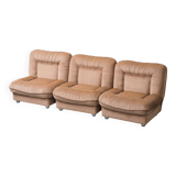 Set di 3 poltrone modulari in tessuto beige anni ’70 vintage modernariato