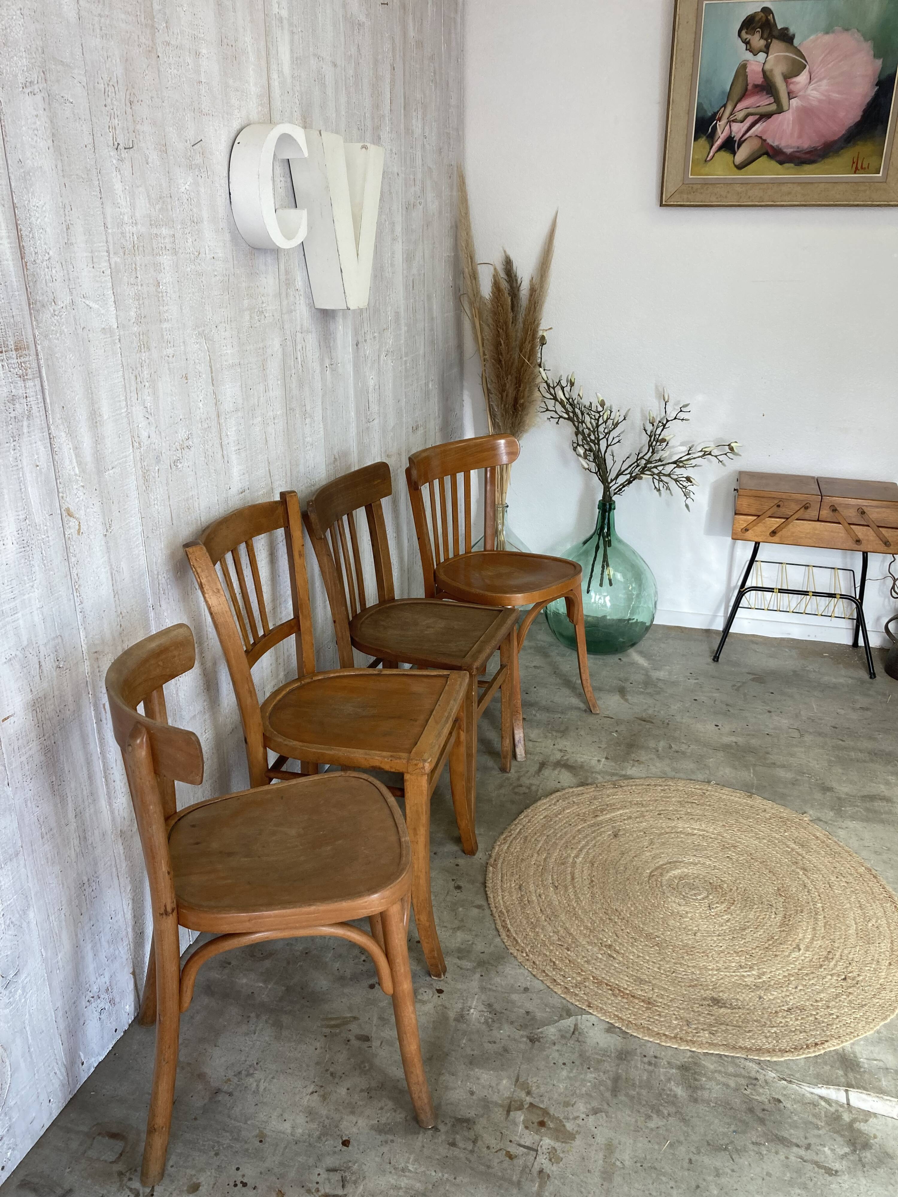 Set of 4 mismatched bistro chairs