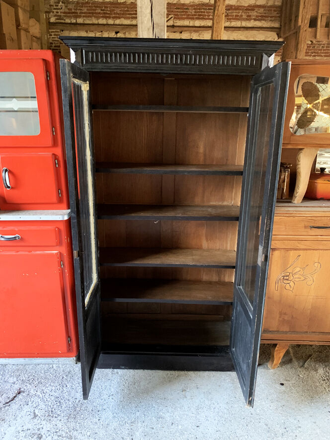 Old black wood showcase