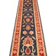 Tapis de couloir/escalier traditionnel en laine, noué à la main, motif floral bleu, 78 x 386 cm