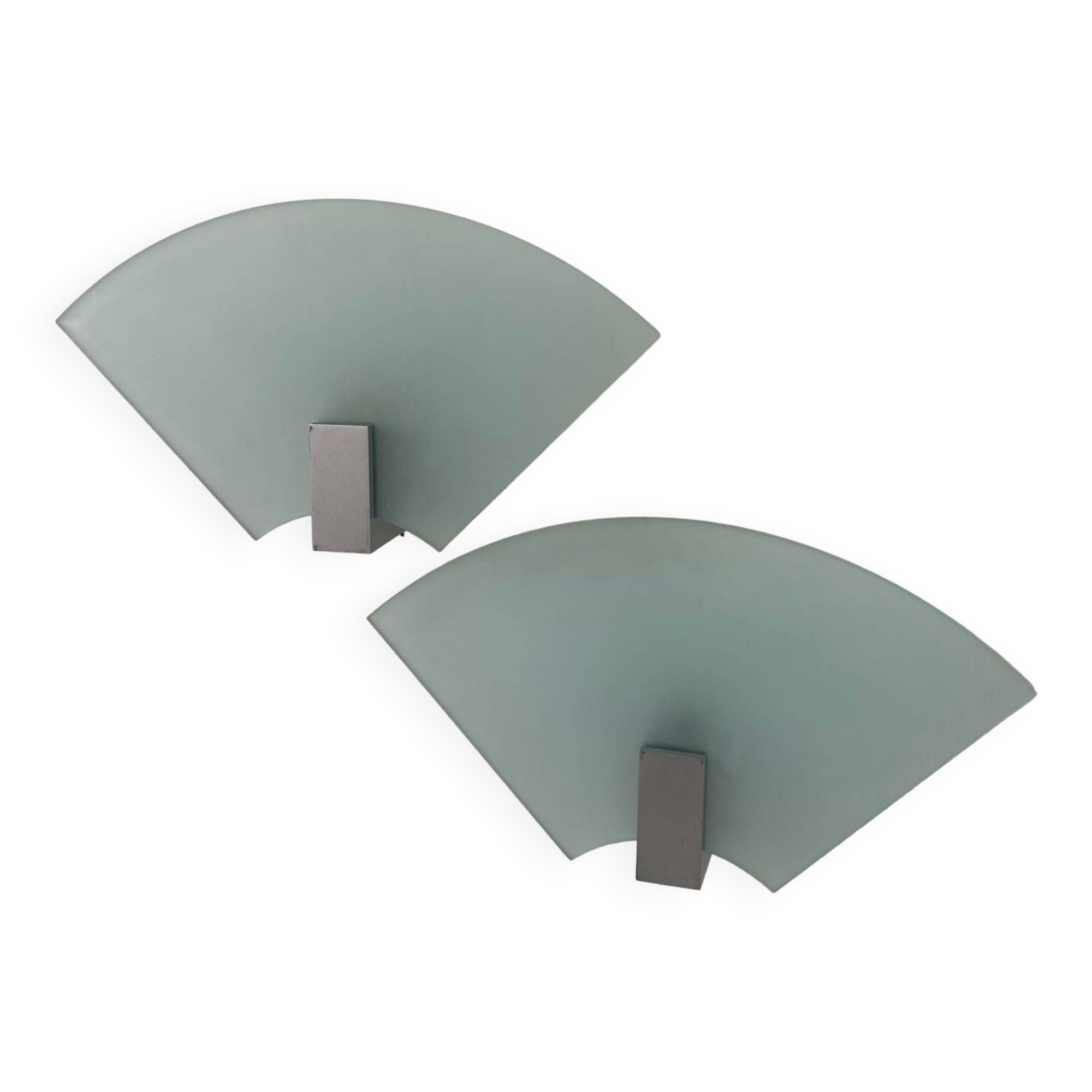 Pair of vintage sandblasted glass wall lights, Italy 1980s
