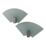 Pair of vintage sandblasted glass wall lights, Italy 1980s