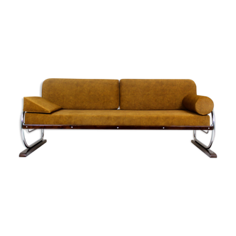 Canapé tubulaire en acier chromé Bauhaus de Hynek Gottwald, années 1930