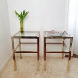 Pair of gold side tables Roche Bobois