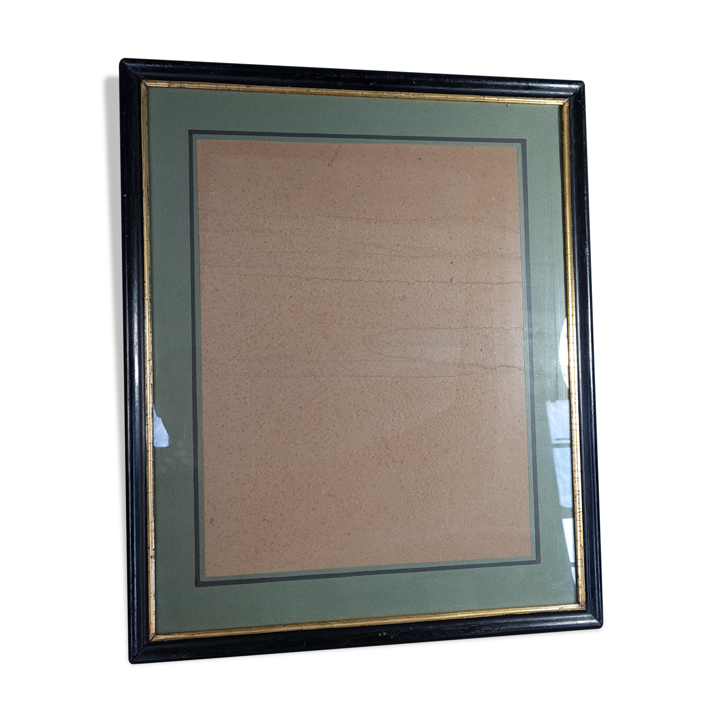 Frame Napoleon III lacquered wood black / gold 65,5x54,5 foliage 61x50 cm + SB glass