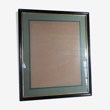 Cadre Napoléon III bois laqué noir/doré 65,5x54,5 feuillure 61x50 cm + verre SB