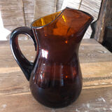 Amber blown glass pitcher