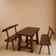 Dining table + 2 brutalist benches in vintage 1950s elm.