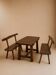 Dining table + 2 brutalist benches in vintage 1950s elm.