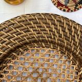 Round rattan table set / natural braided wicker