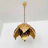 Gilded Italian Hollywood Regency palm leaf chandelier by Hans Kögl
