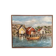 Mid-Century Oil on Canvas “houses with Boat” by Unknown, Vintage & Framed