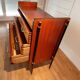 3-drawer chest of drawers in mahogany, black metal and gilded brass 1950 Vintage.