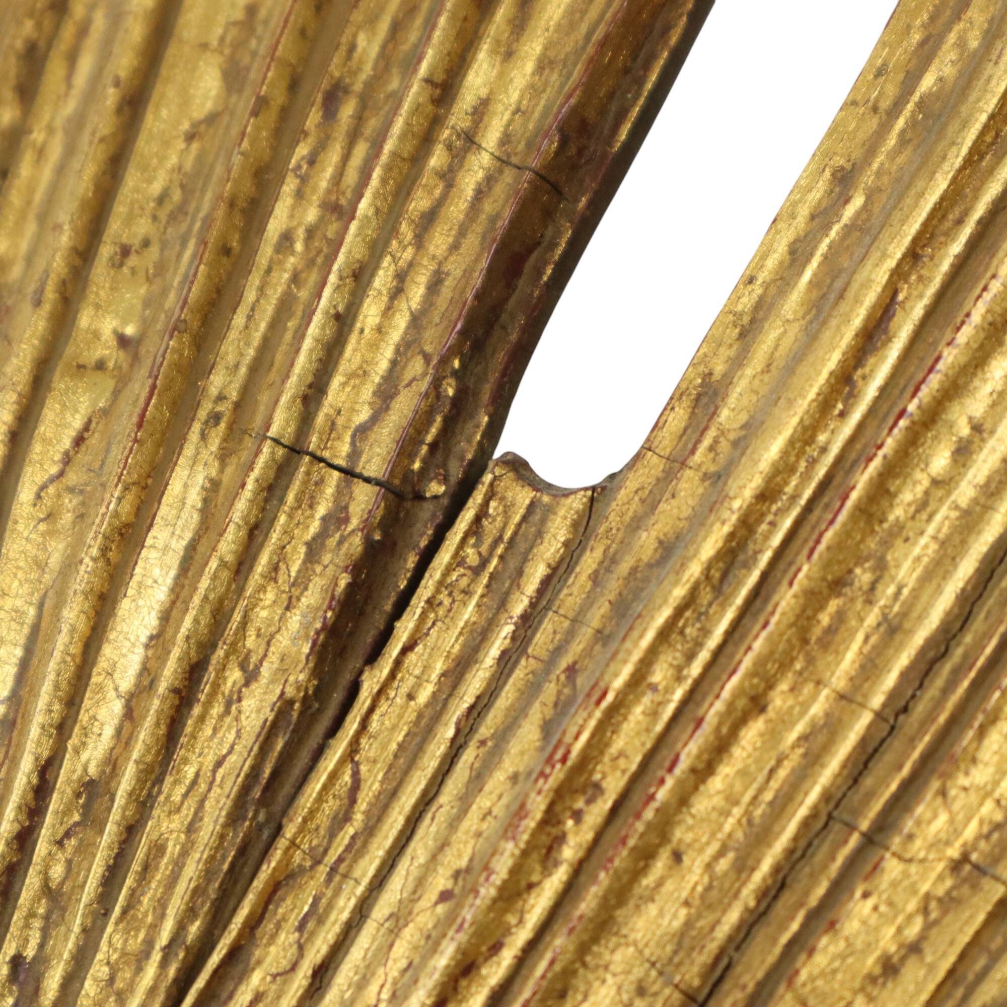 Large Wooden Sun Mirror Sunburst Deknudt Gold Leaf 70cm