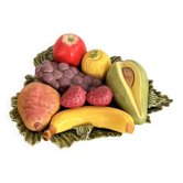 Old Basket Plate Fruit Bowl ceramic Barbotine