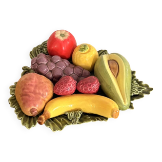 Old Basket Plate Fruit Bowl ceramic Barbotine