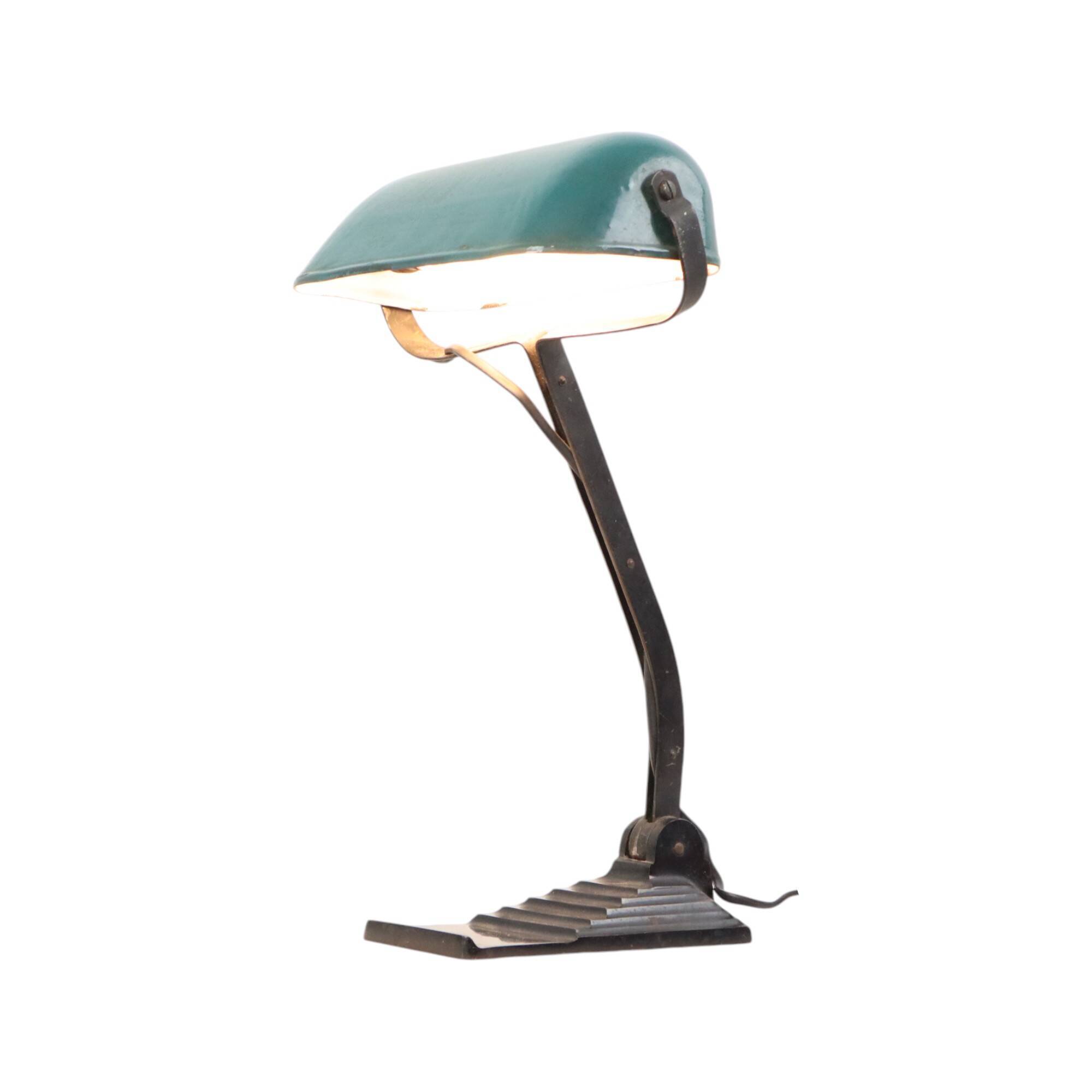 Art Deco Desk Lamp Notary Lamp Erpe Model 52 Bauhaus Green Enamel