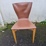 4 caramel leather designer chairs