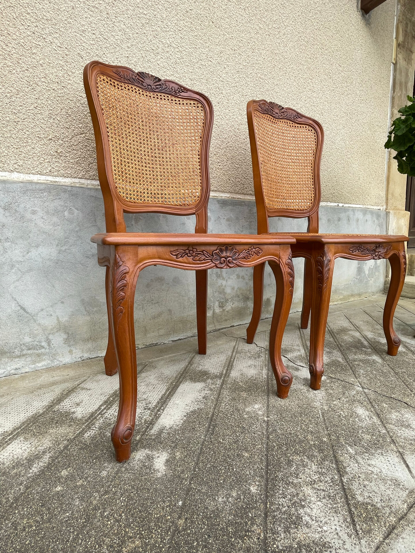 2 caned chairs in Louis XV style
