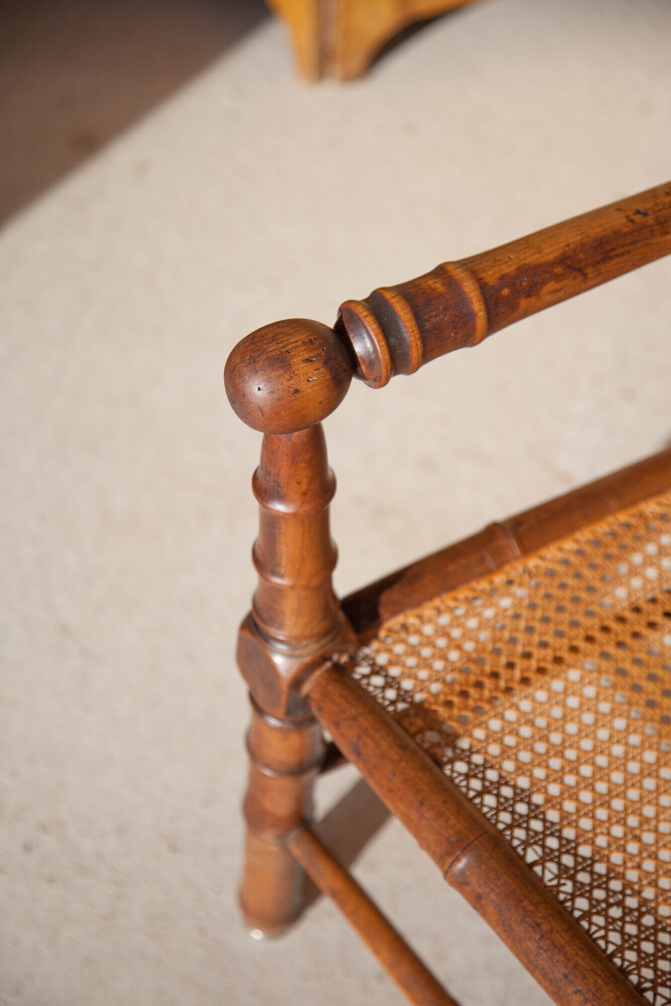 Canned armchair wood imitation bamboo, colonial armchair, interior decoration