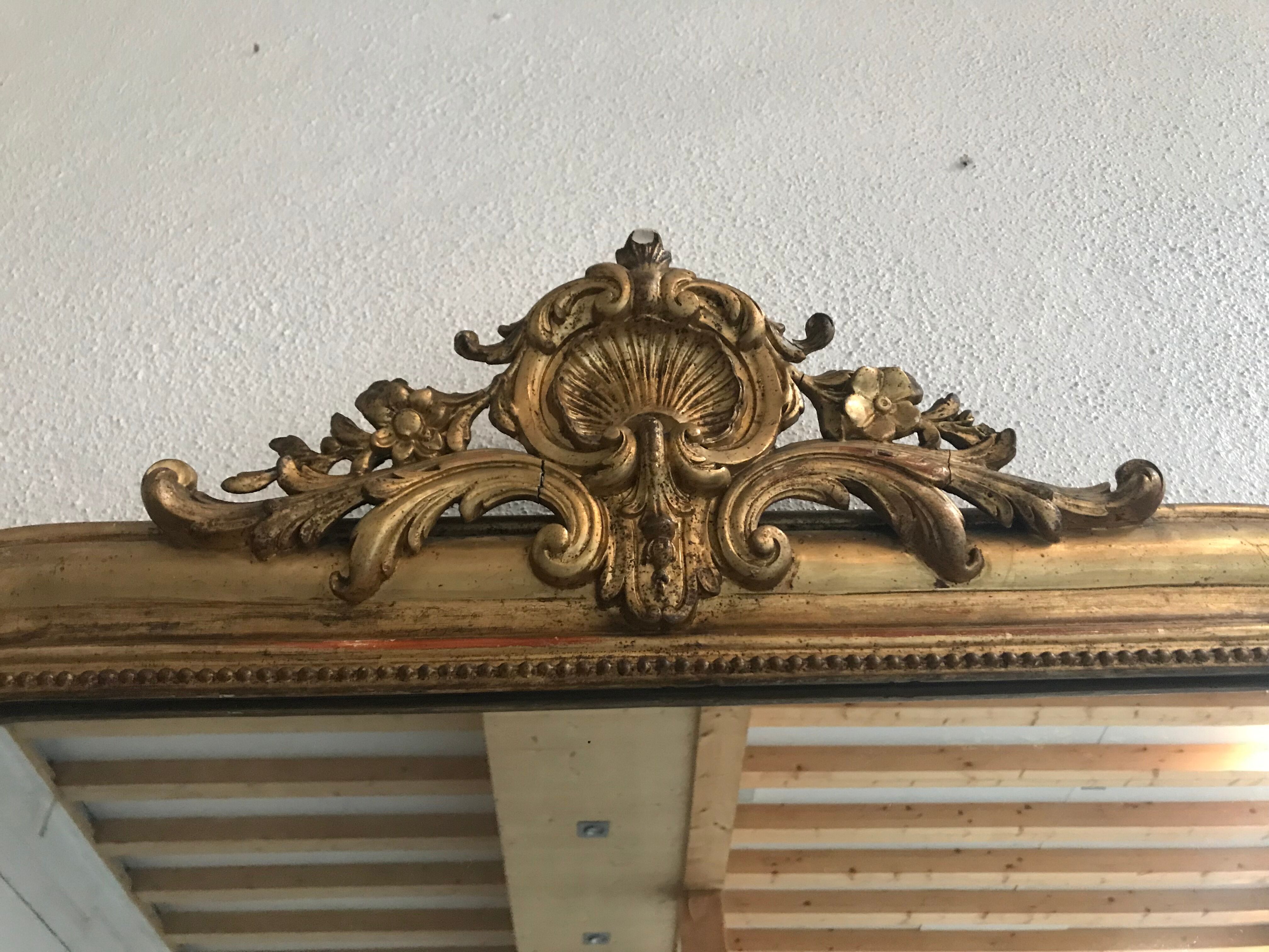 Miroir Louis Philippe à la feuille d’or 84x150cm