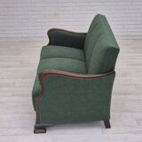 1950s, 3-seater sofa, green furniture blend wool, beech wood.