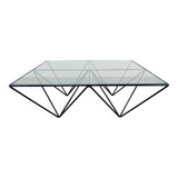 Pyramidal steel wire and glass coffee table