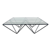 Pyramidal steel wire and glass coffee table