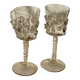 pair of blown wine glasses - green