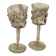 pair of blown wine glasses - green