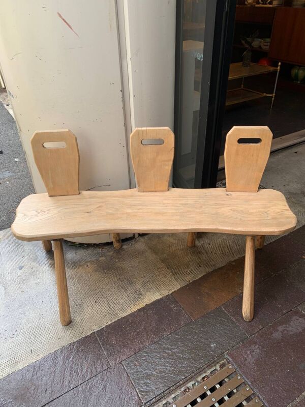 Petit banc 3 place style brutaliser en chêne