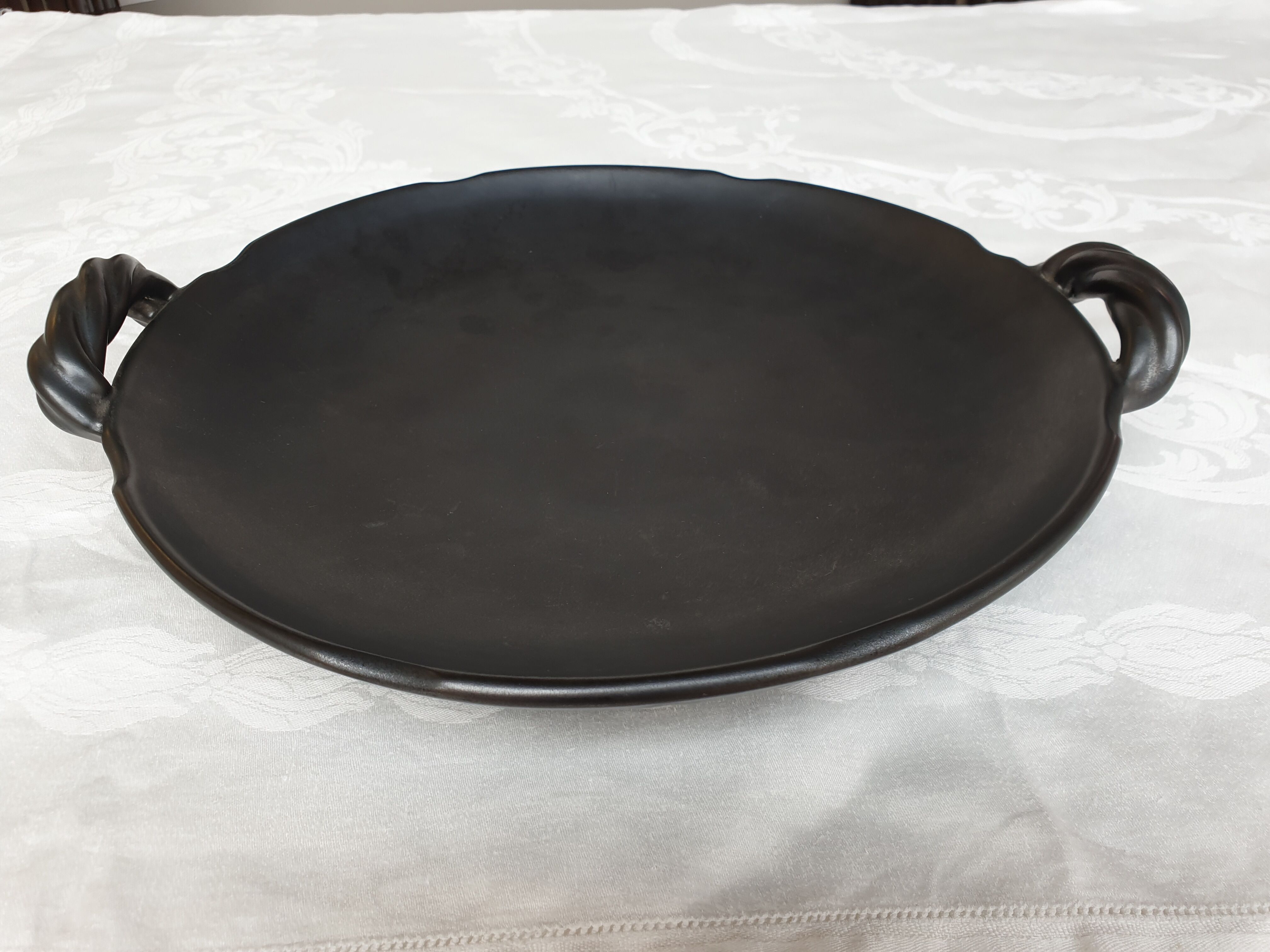 Rare ceramic dish ceramony vallauris vintage lustrous black