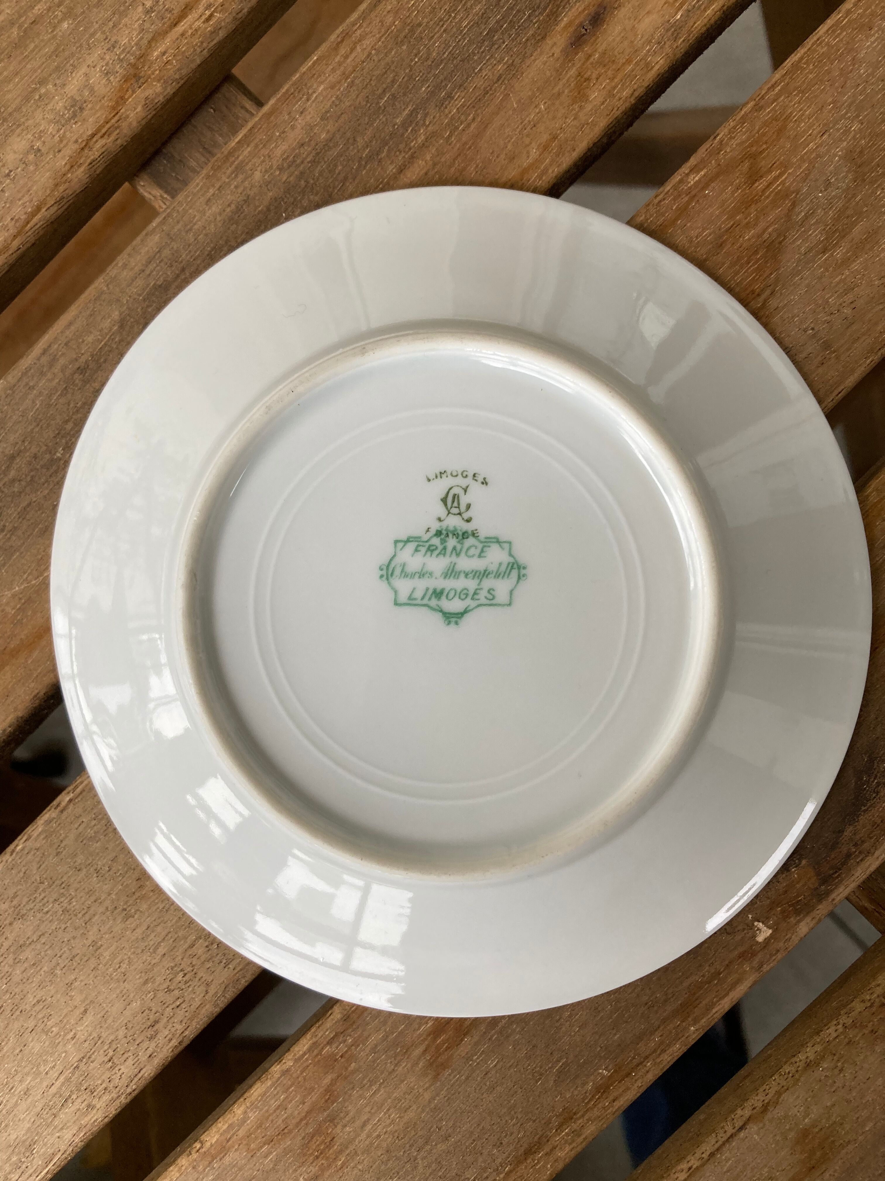 Lot 5 saucer plates Limoges Charles Ahrenfeldt gilded edging