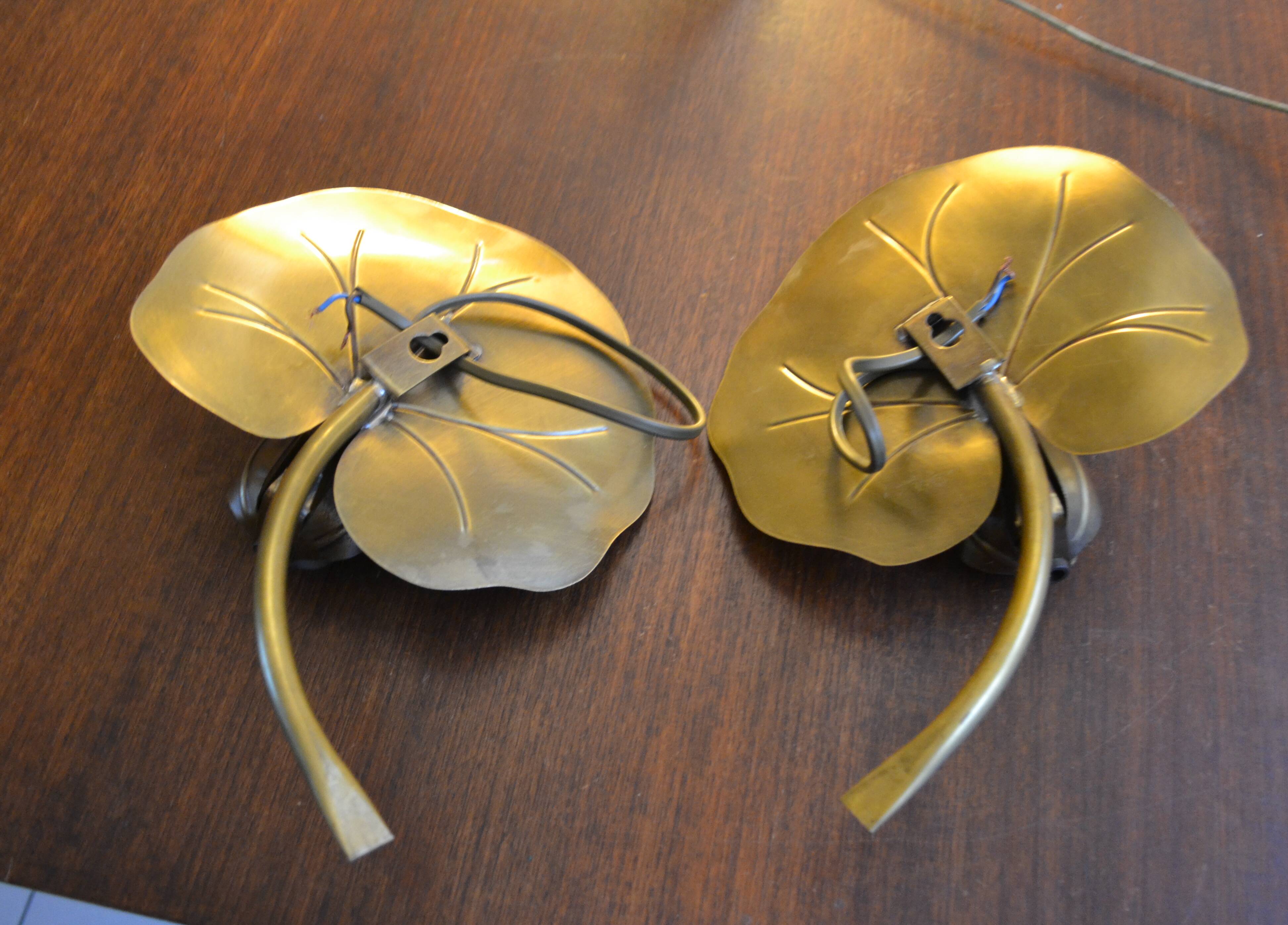 Pair of wall lights brass 70s