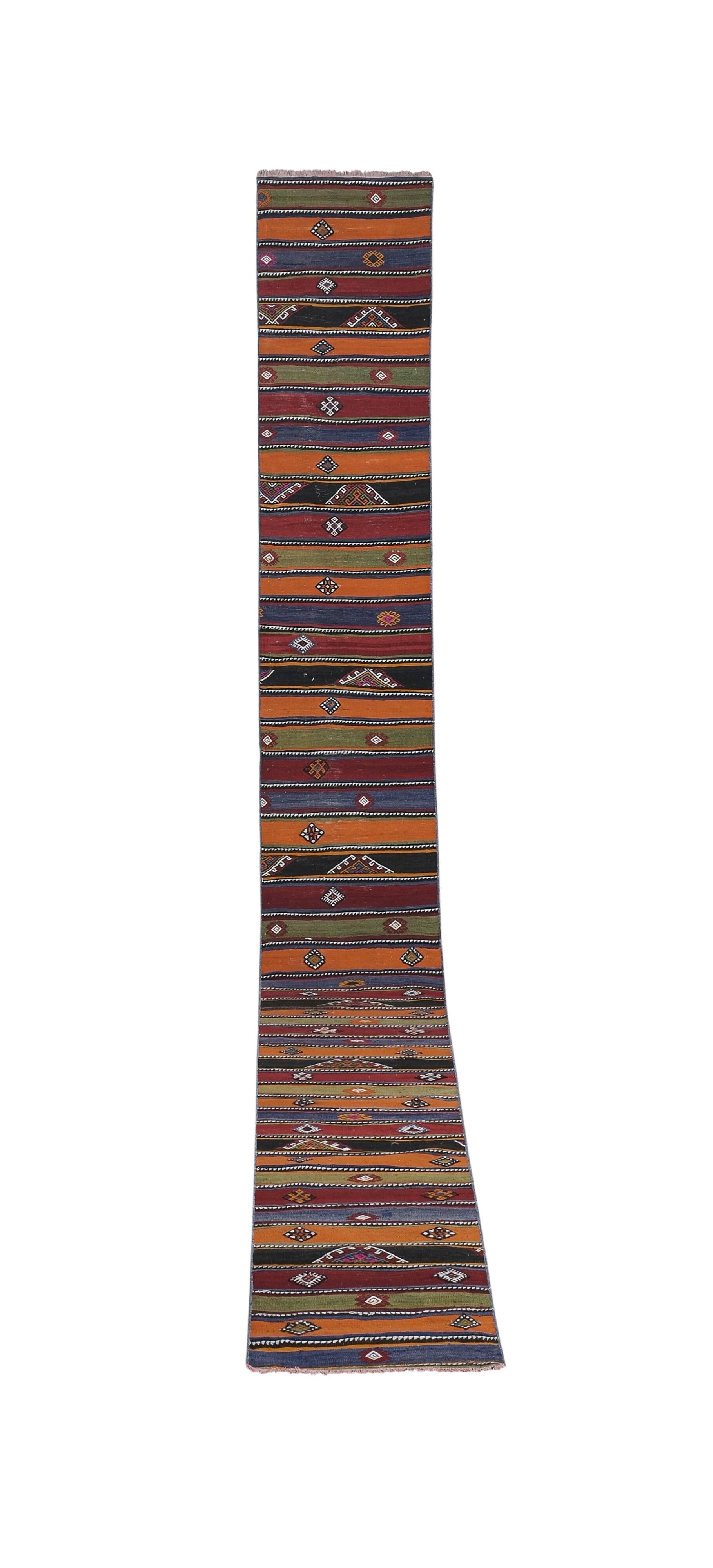 Vintage Turkish Oushak Rug Handwoven 67x592 cm